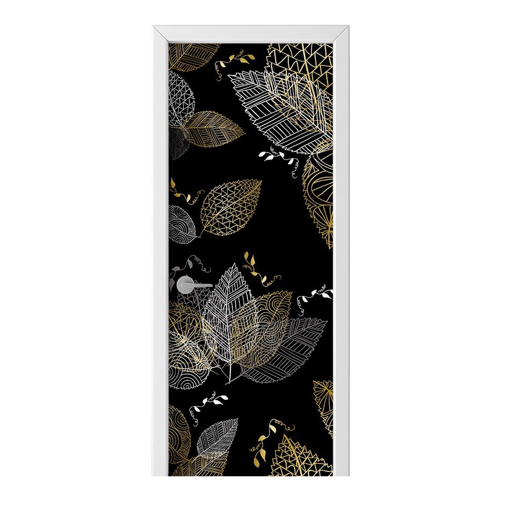 Naklejka na drzwi HOMEPRINT Złoto-srebrne liście 75x205 cm
