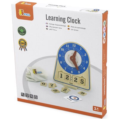 Viga Toys Drewniany Zegar Nauka Zegara Czasu