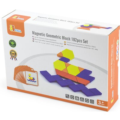 Viga Toys Drewniana Mozaika Geometryczna Viga Toys Układanka Logiczna Klocki 102 el 50669