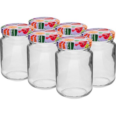 Browin Słoik 156 ml fi53/4 kolorowa zakrętka - 6 szt.