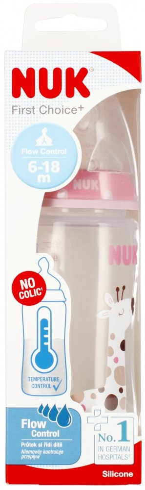 NUK Butelka z wskaźnikiem temp. 300 ml 6-18m First Choice  różowa
