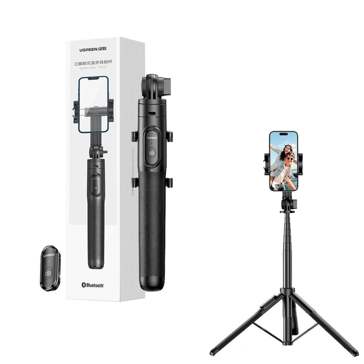 UGREEN 15062 Selfie stick tripod z pilotem Bluetooth czarny