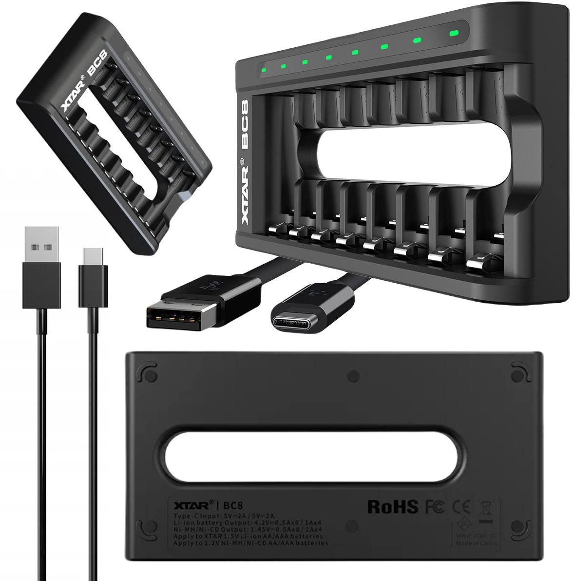 Ładowarka do akumulatorów cylindrycznych Li-ion 1,5V / Ni-MH AA / AAA Xtar BC8  -  - 38 sklepów w całej Polsce