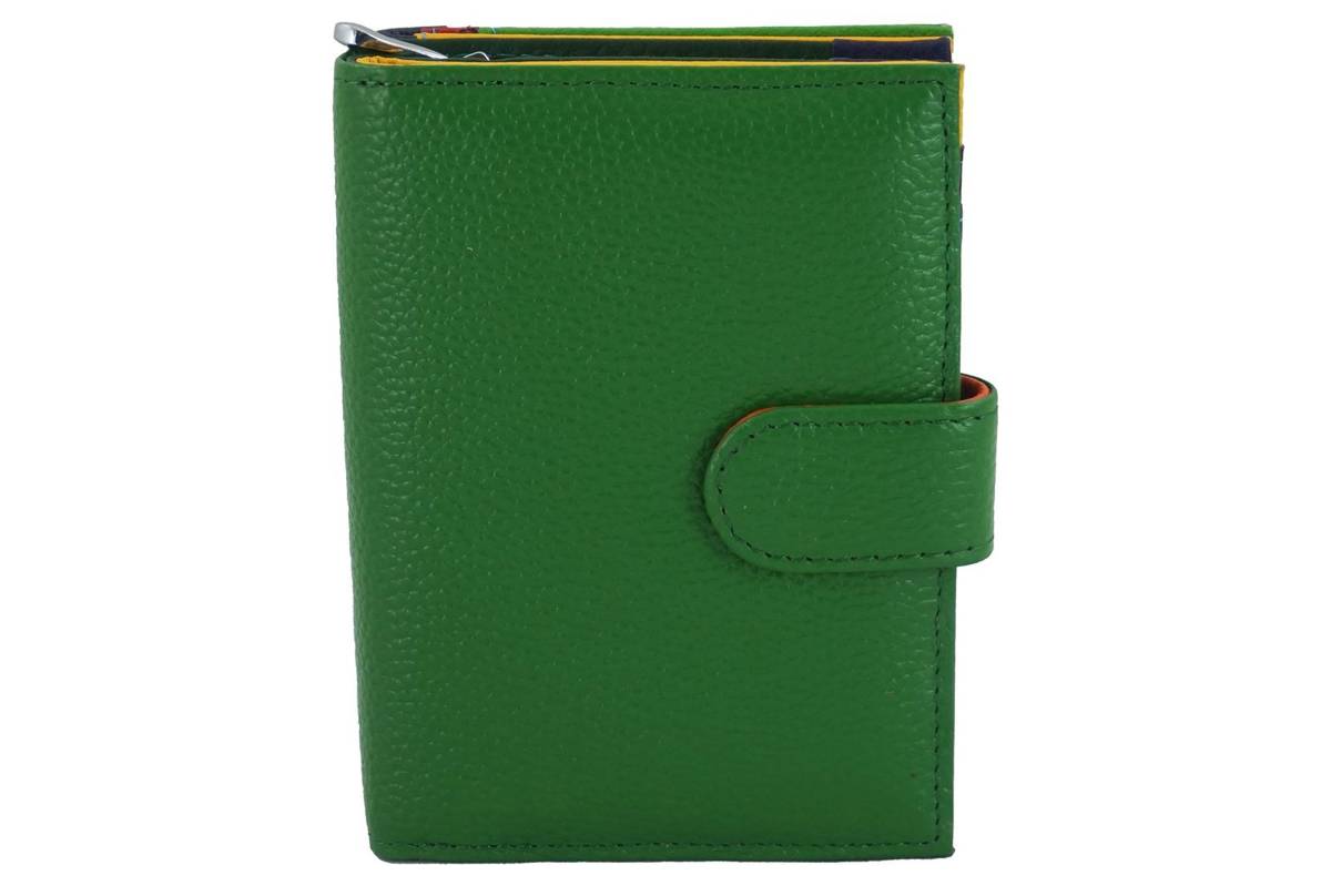 Pojemny kolorowy portfel damski skórzany - Zielony