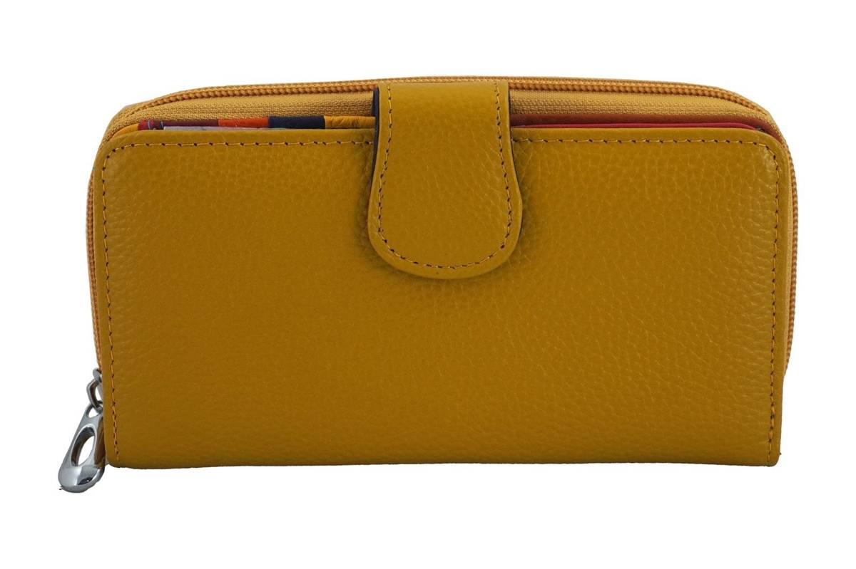 Kolorowe portfele damskie skórzane - Żółte ciemne