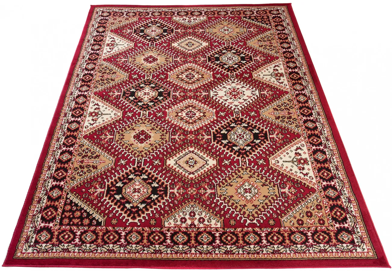 Czerwony prostokątny dywan w rustykalnym stylu P4-D19