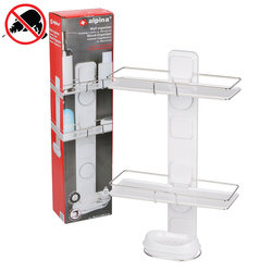 Półka pod prysznic bez wiercenia 2 poziomy z mydelniczką Alpina kolor biały