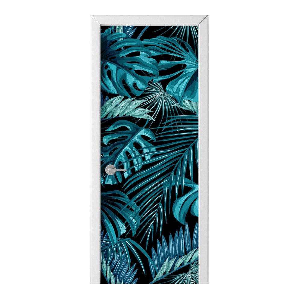 Naklejka na drzwi HOMEPRINT Liści palmy, monstera 75x205 cm