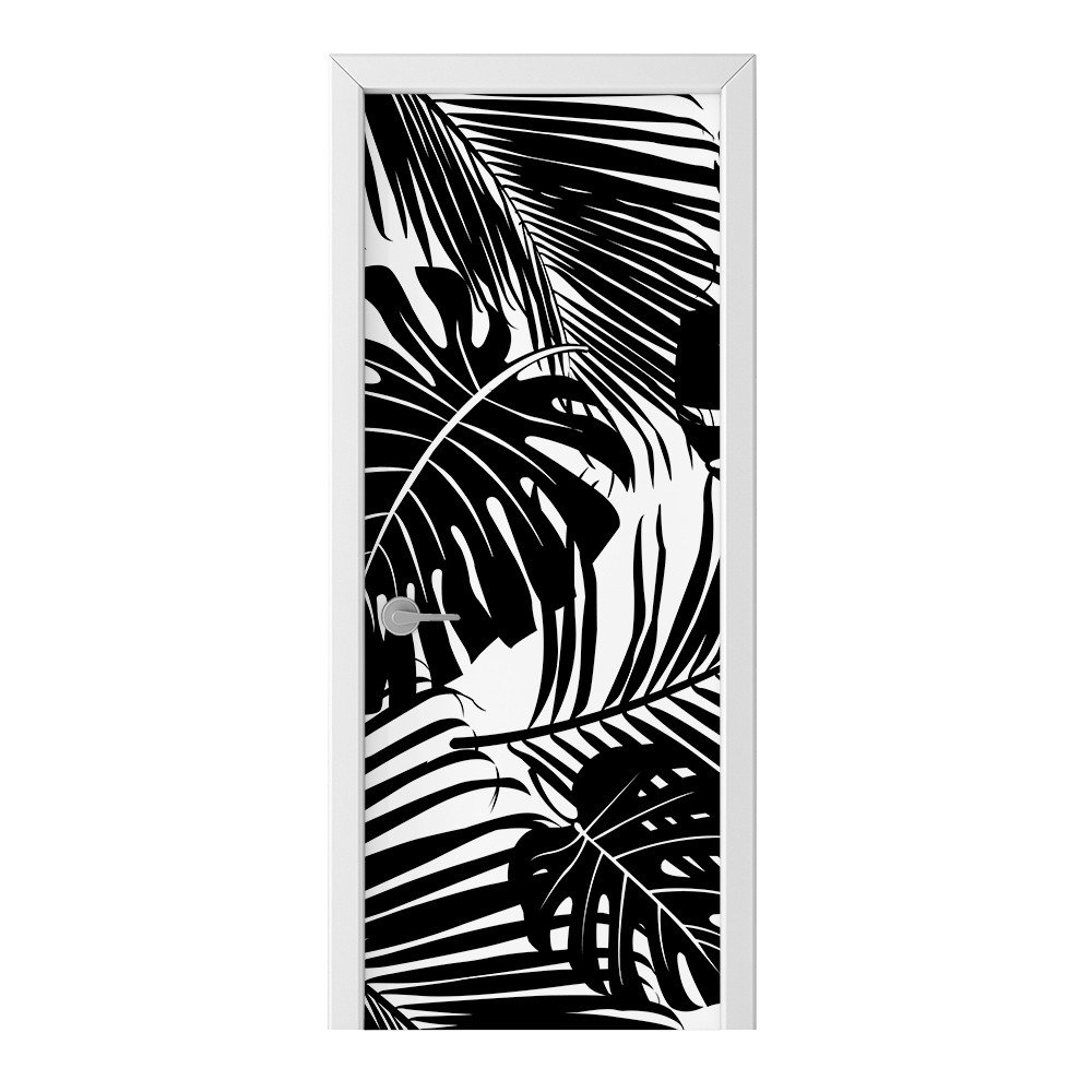 Naklejka na drzwi HOMEPRINT Czarne liście 75x205 cm