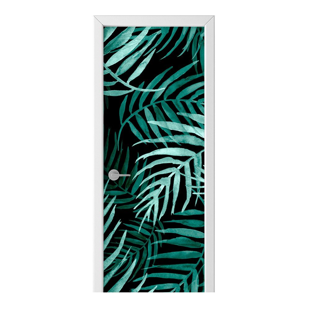 Naklejka na drzwi HOMEPRINT Zielone liście palmy 85x205 cm