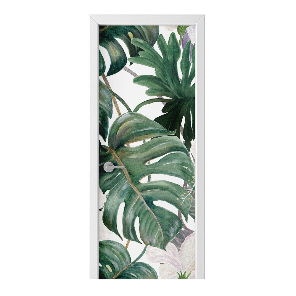 Naklejka na drzwi HOMEPRINT Liście kwiatka monstera 75x205 cm