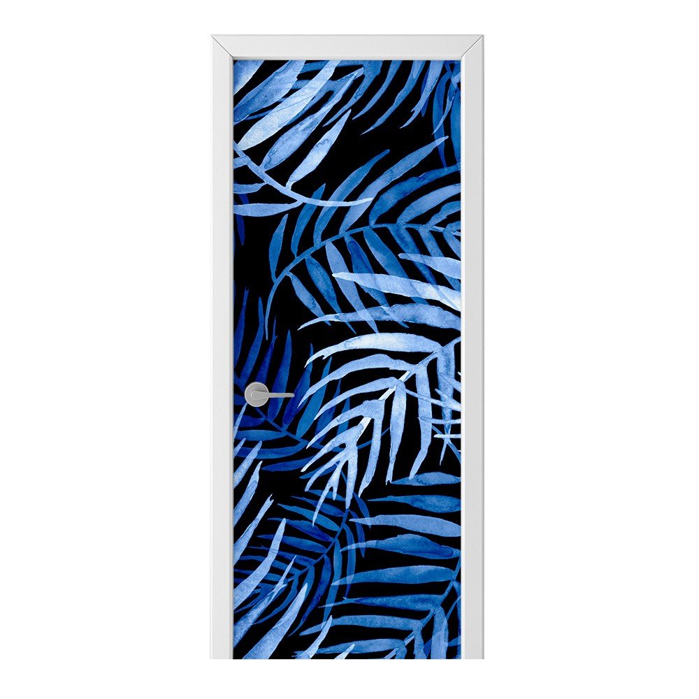 Naklejka na drzwi HOMEPRINT Niebieskie liście palmy 85x205 cm