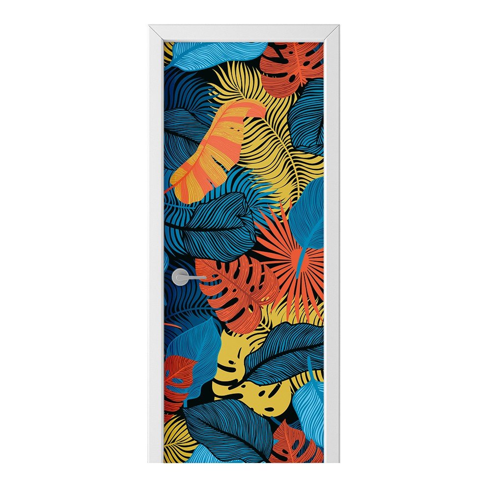 Naklejka na drzwi HOMEPRINT Kolorowe liście 85x205 cm
