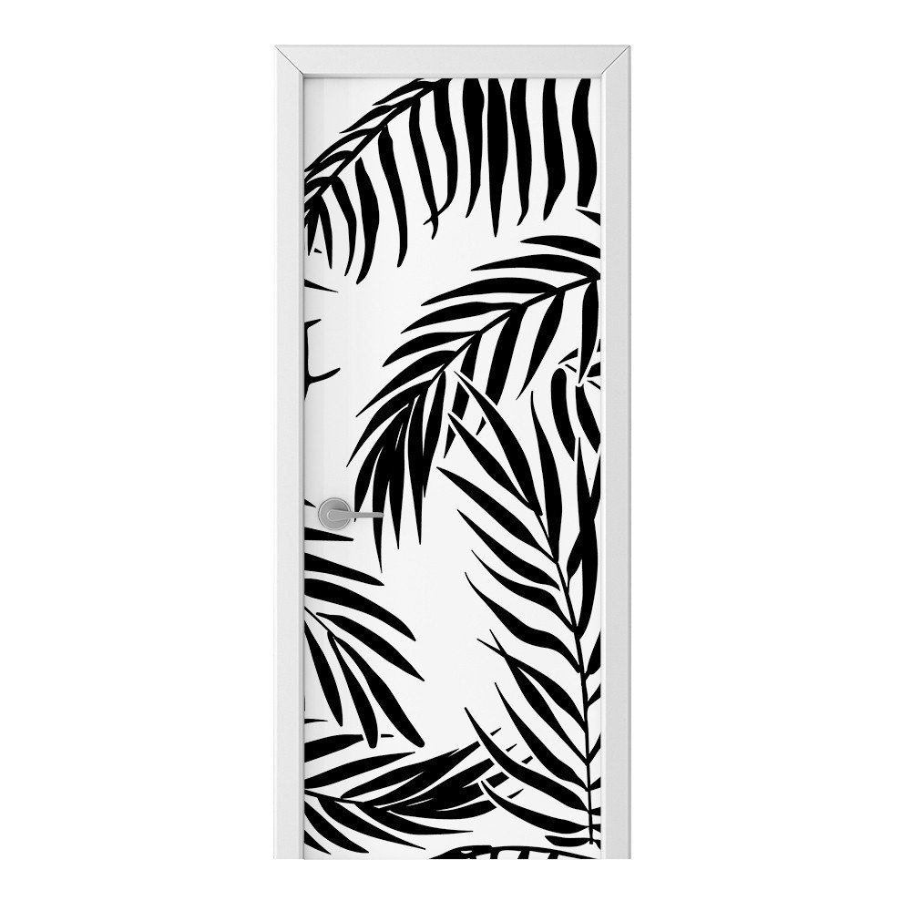 Naklejka na drzwi HOMEPRINT Czarne liście palmy 95x205 cm