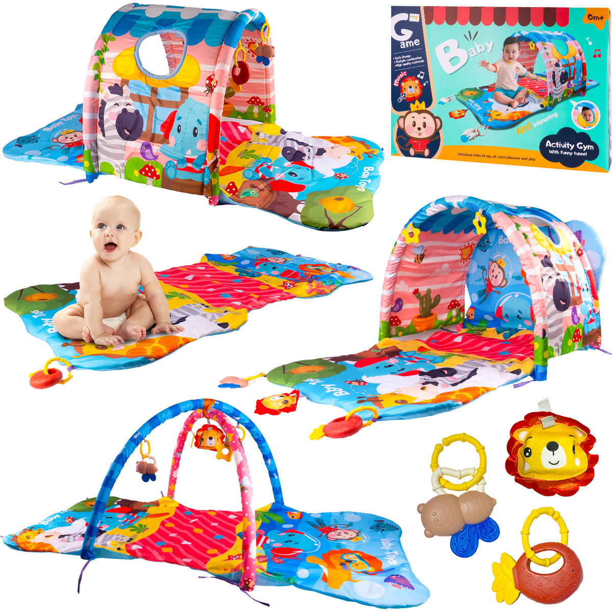 Mata Edukacyjna Interaktywna Dla Dzieci Tunel 4w1