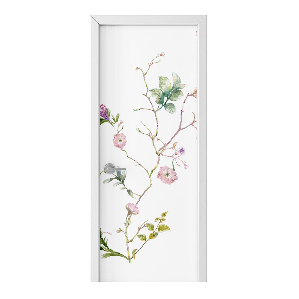 Naklejka na drzwi HOMEPRINT Gałązka z kwiatami 75x205 cm