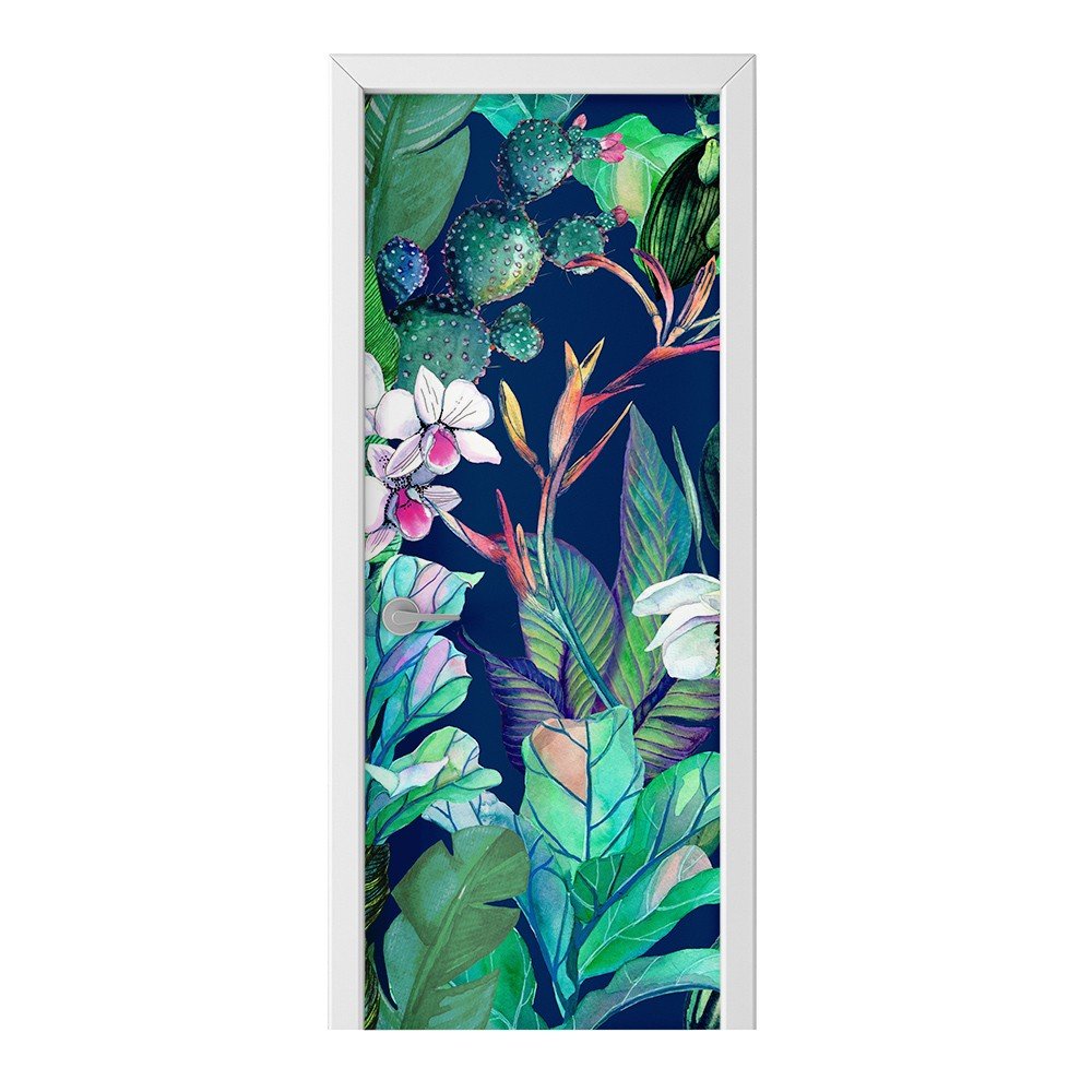 Naklejka na drzwi HOMEPRINT Kwiaty na ciemnym tle 95x205 cm