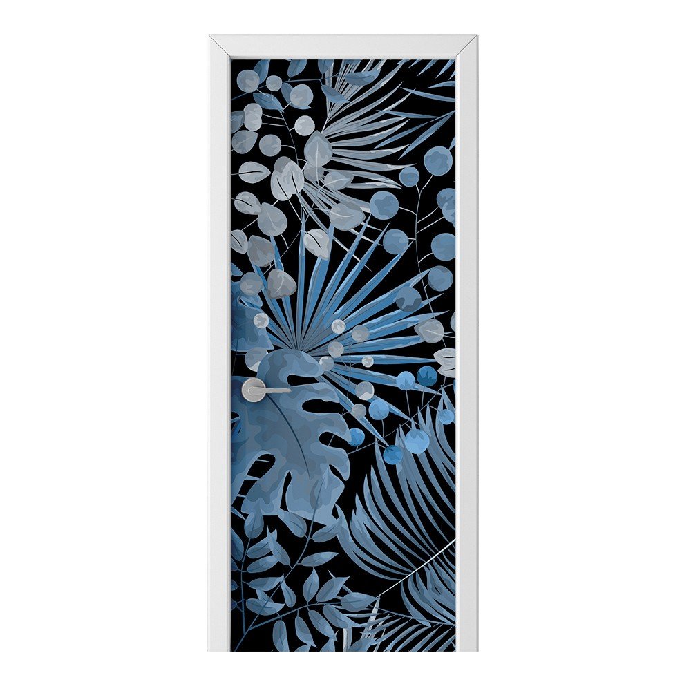 Naklejka na drzwi HOMEPRINT Niebieskie liście 75x205 cm