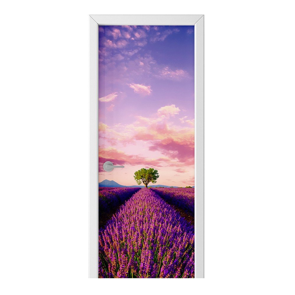 Naklejka na drzwi HOMEPRINT Drzewo na polu lawendy 85x205 cm