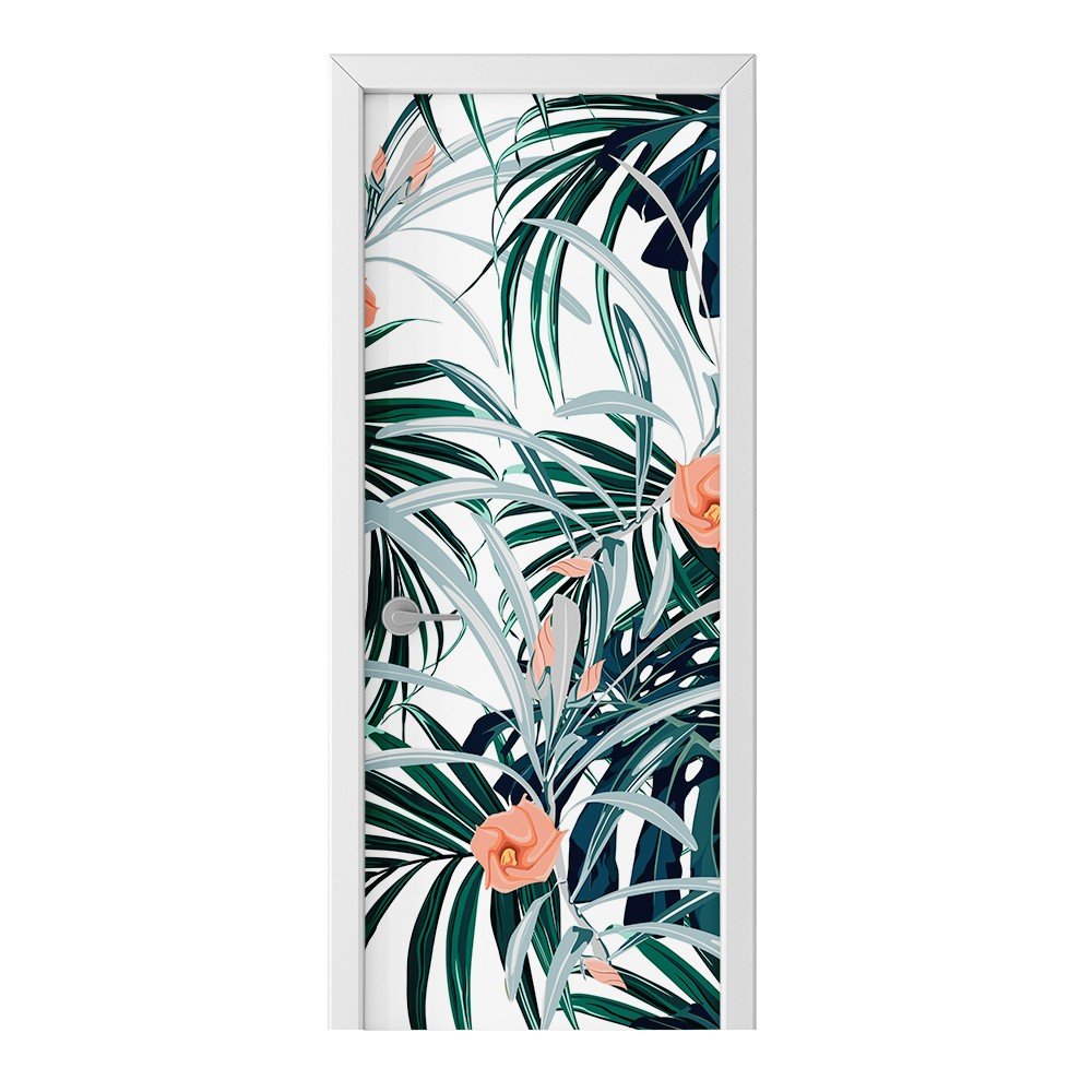 Naklejka na drzwi HOMEPRINT Akwarelowe liście palmy 85x205 cm