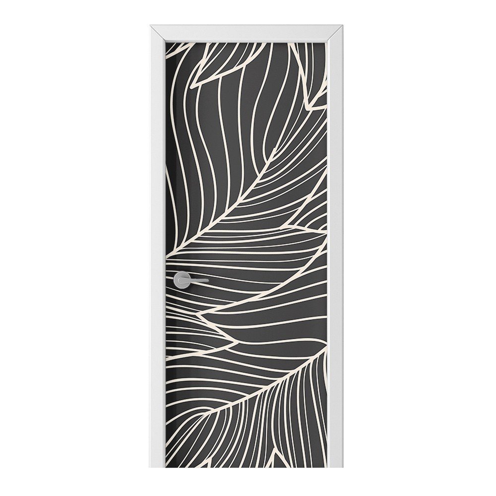 Naklejka na drzwi HOMEPRINT Linearne liście 85x205 cm