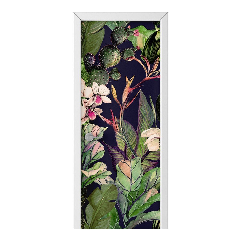 Naklejka na drzwi HOMEPRINT Tropikalne rośliny 95x205 cm