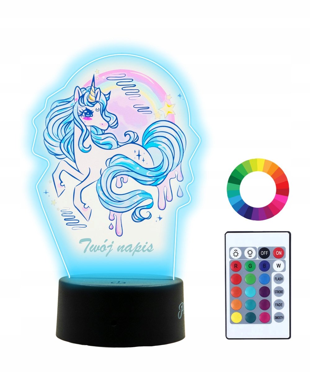 Lampka Nocna 3D LED Jednorożec