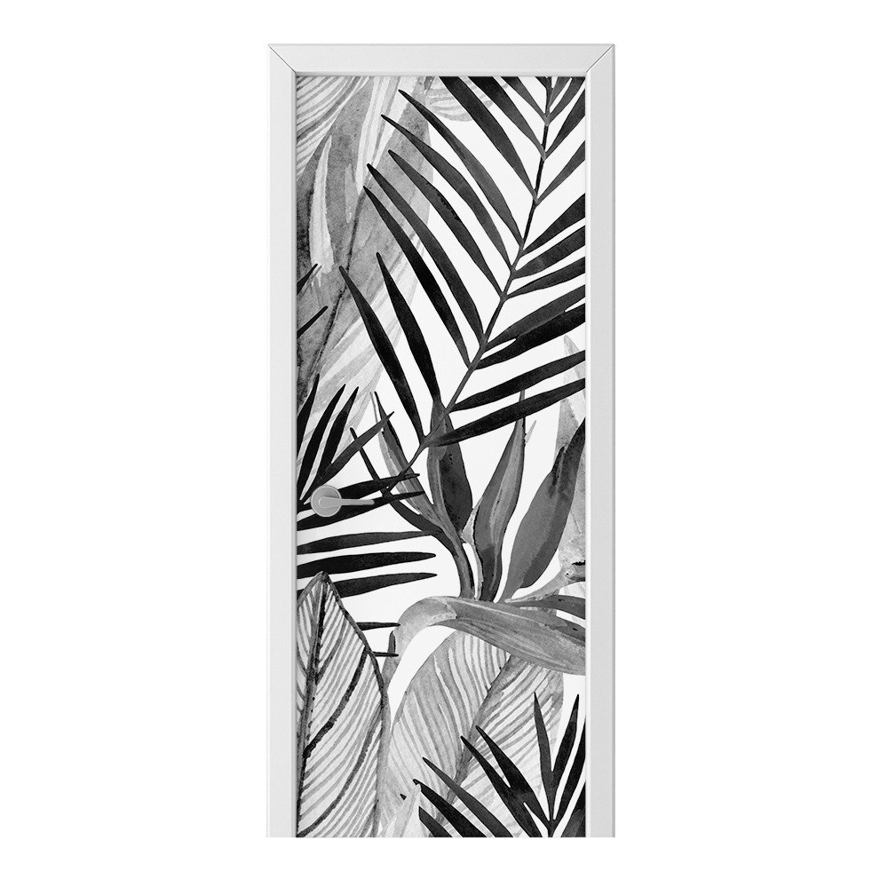 Naklejka na drzwi HOMEPRINT Monochromatyczne liście 75x205 cm