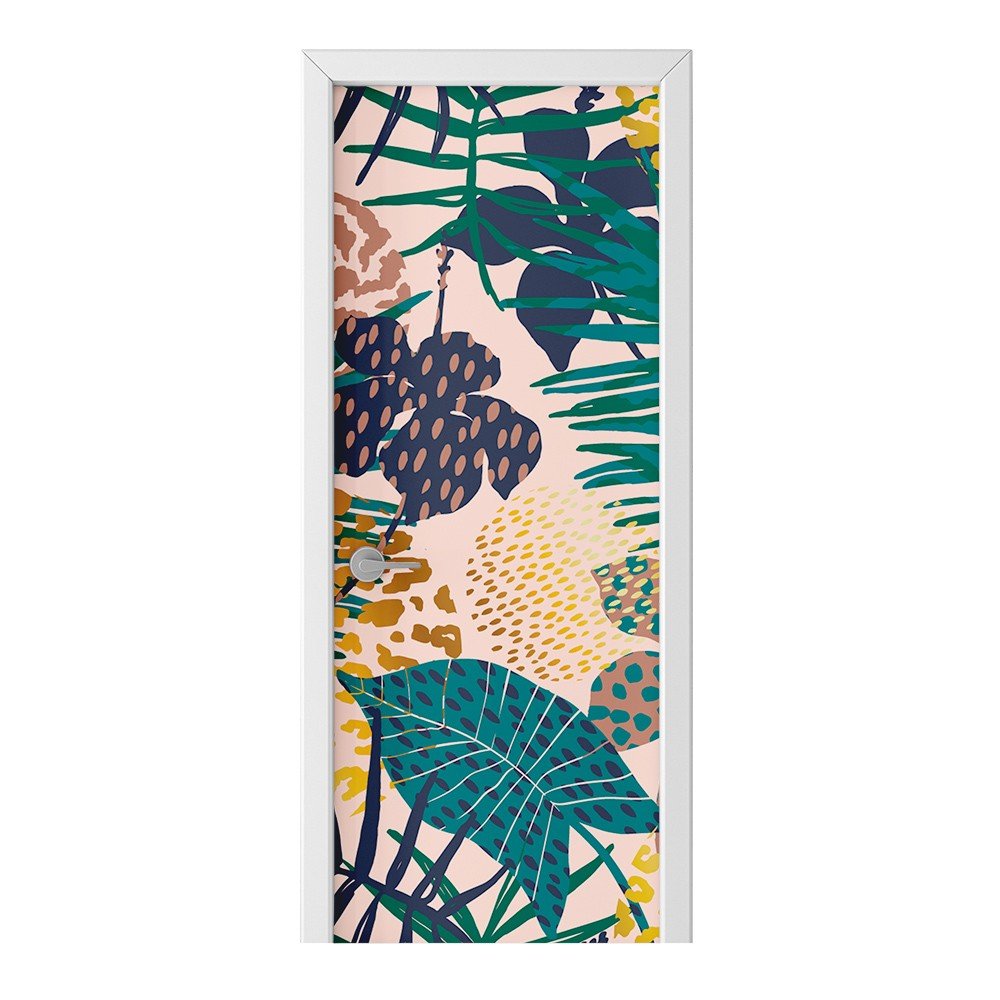 Naklejka na drzwi HOMEPRINT Abstrakcyjny wzór liści 95x205 cm