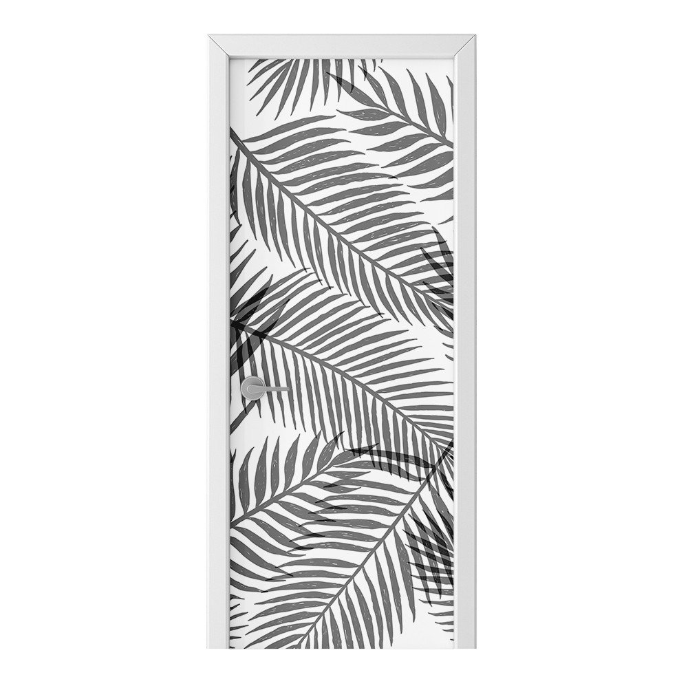 Naklejka na drzwi HOMEPRINT Czarne liście palmy 85x205 cm
