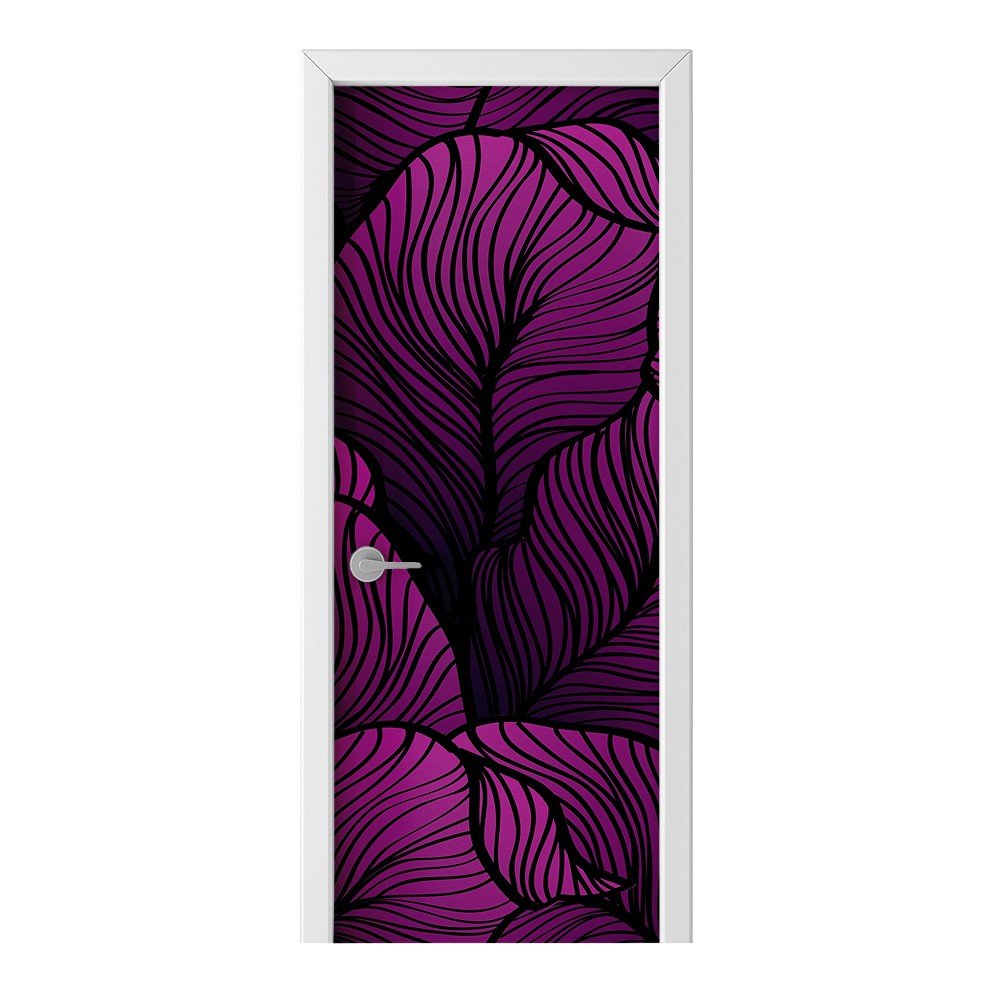 Naklejka na drzwi HOMEPRINT Liście w różowym kolorze 95x205 cm