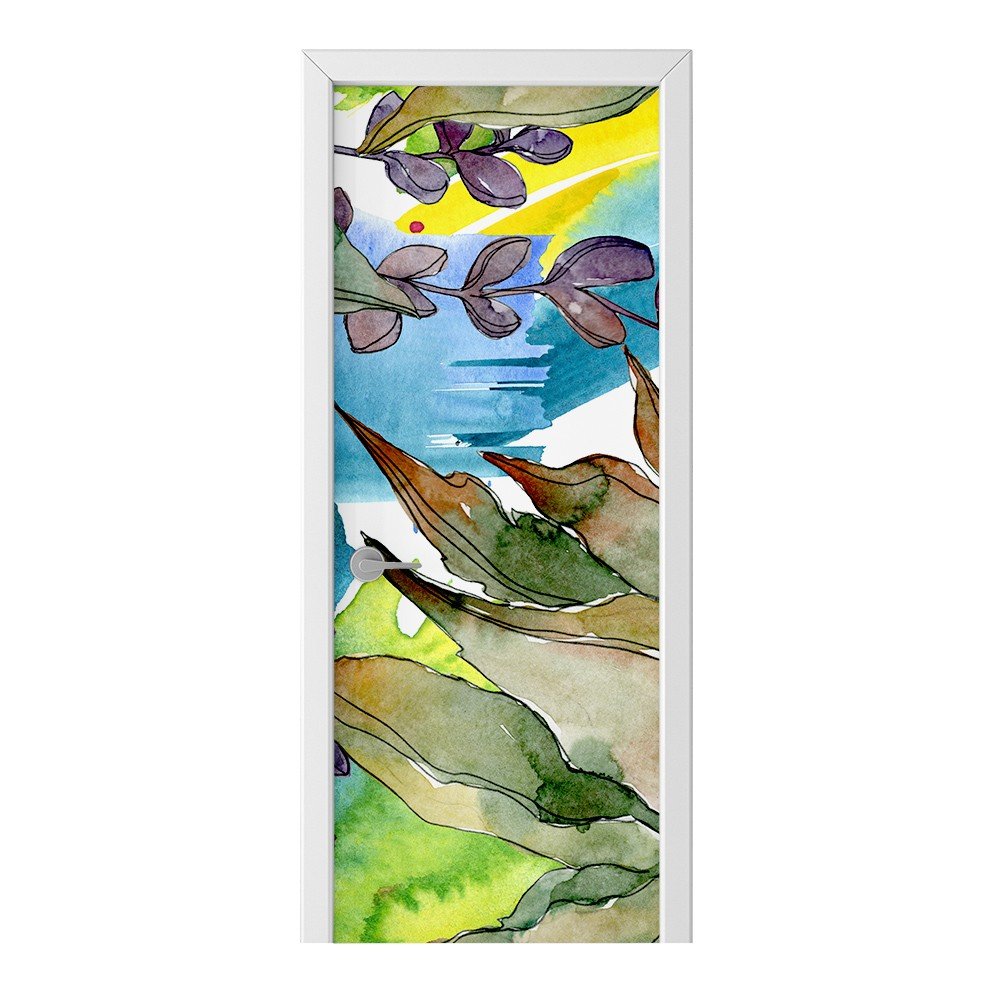 Naklejka na drzwi HOMEPRINT Malowane liście 85x205 cm