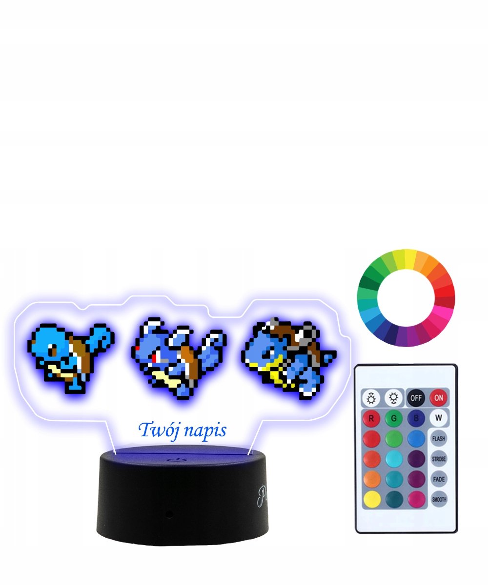 Lampka Nocna 3D LED Squirtle Ewolucja