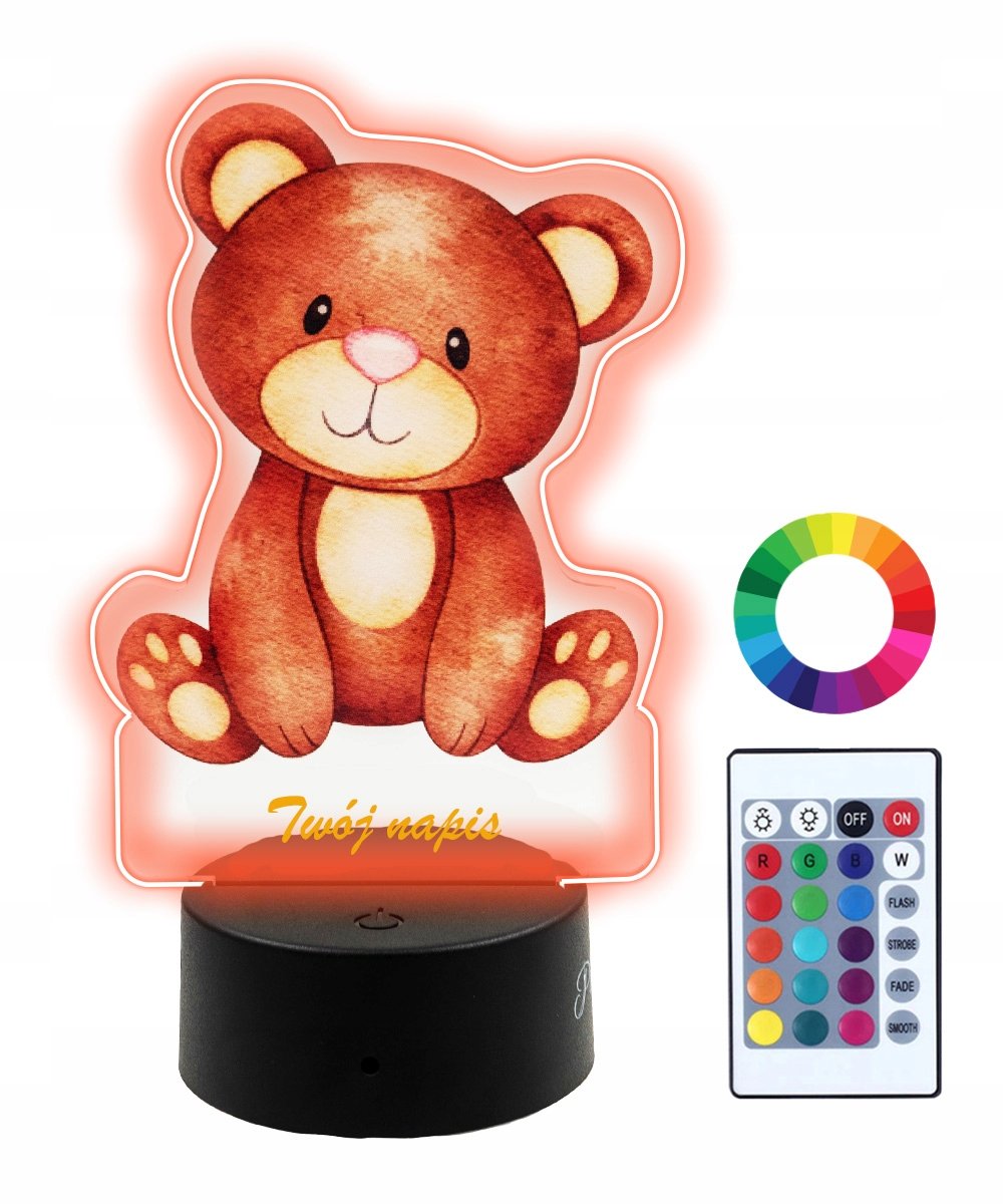 Lampka Nocna 3D LED Miś Prezent