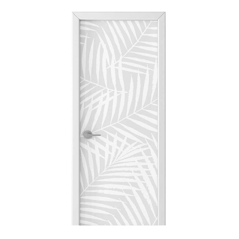 Naklejka na drzwi HOMEPRINT Liści na szarym tle 95x205 cm