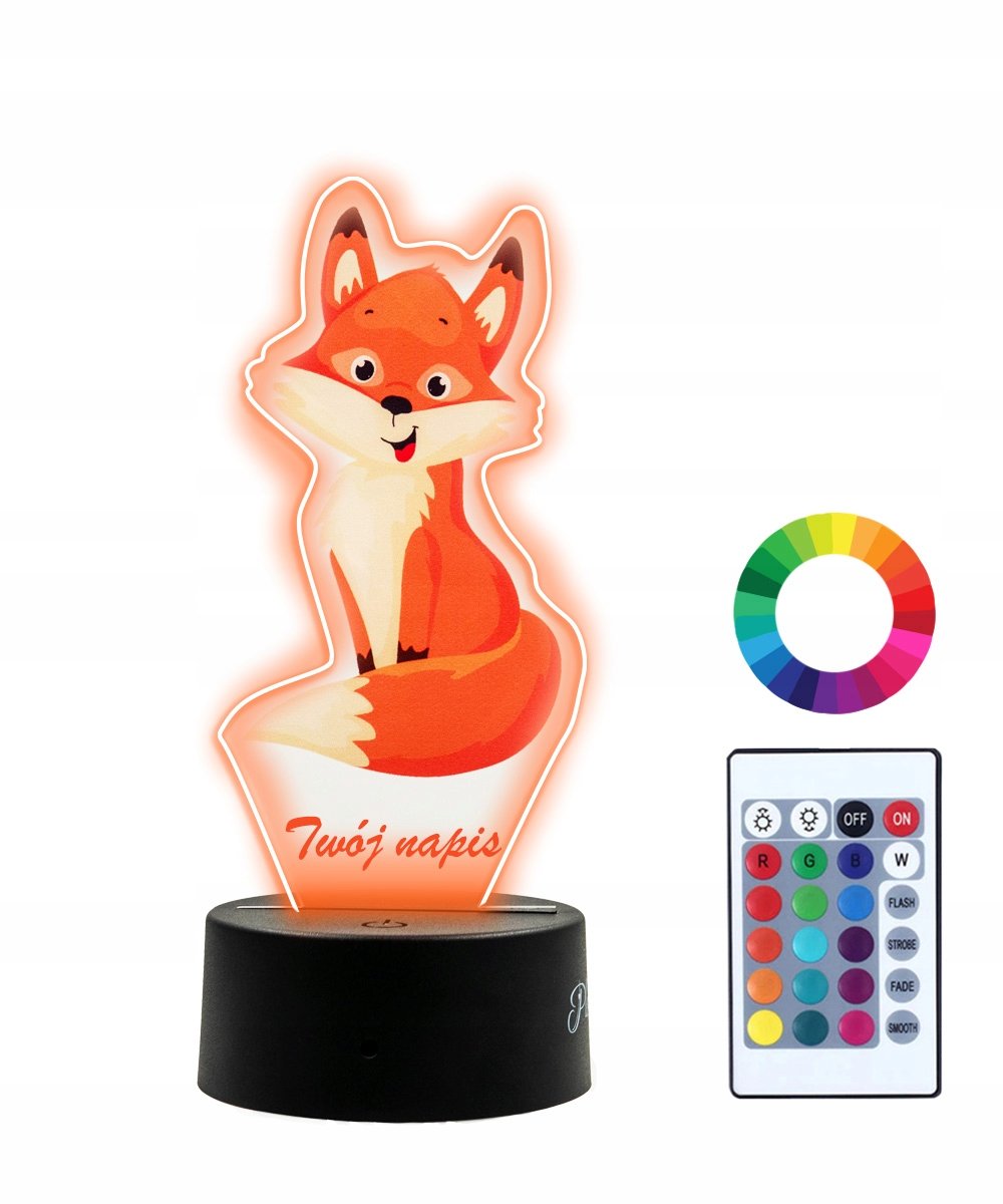 Lampka Nocna 3D LED Lis Prezent