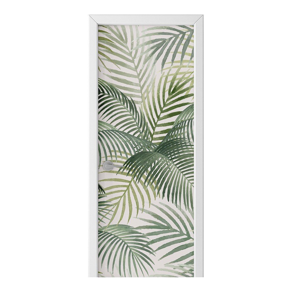 Naklejka na drzwi HOMEPRINT Akwarelowe liście palmy 75x205 cm
