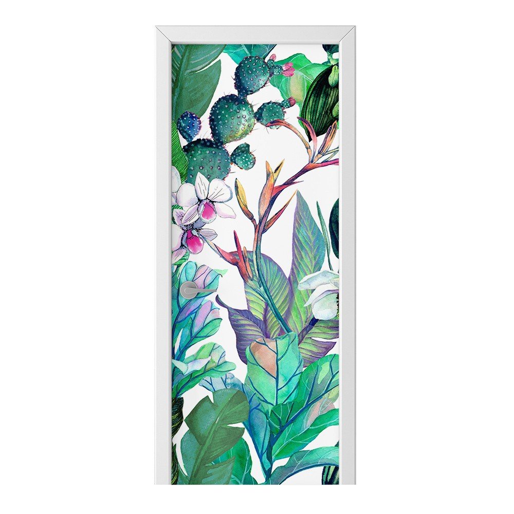 Naklejka na drzwi HOMEPRINT Tropikalne rośliny 85x205 cm
