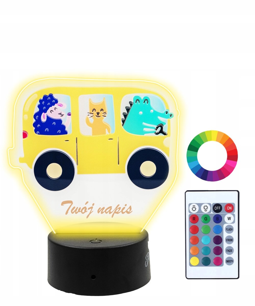 Lampka Nocna 3D LED Bus Zwierzątka