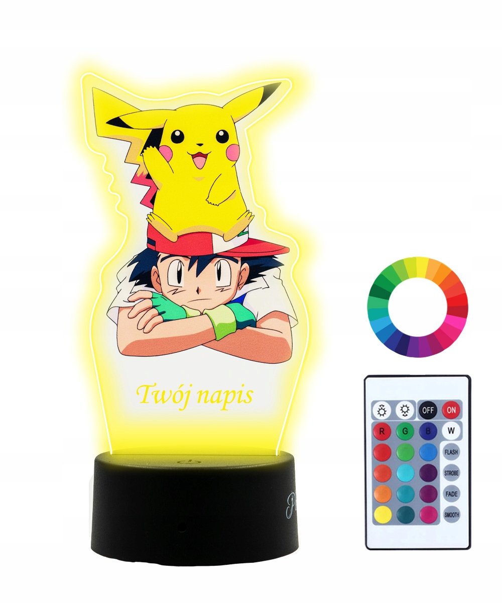 Lampka Nocna 3D LED Pikachu i Ash