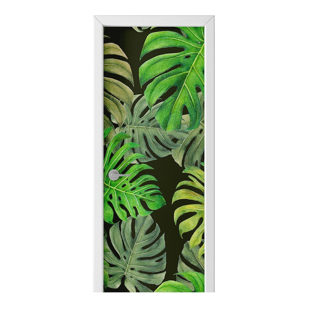 Naklejka na drzwi HOMEPRINT Zielone liście monstera 95x205 cm