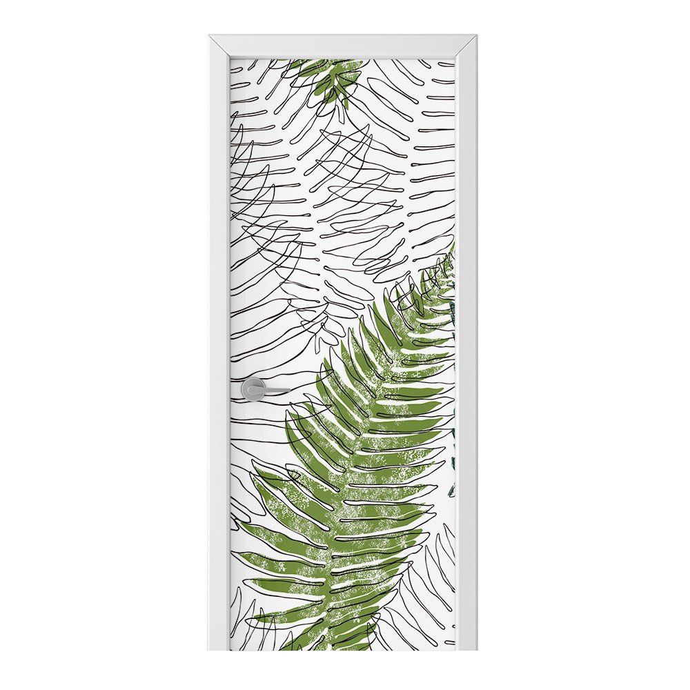 Naklejka na drzwi HOMEPRINT Szkic liści paproci 75x205 cm