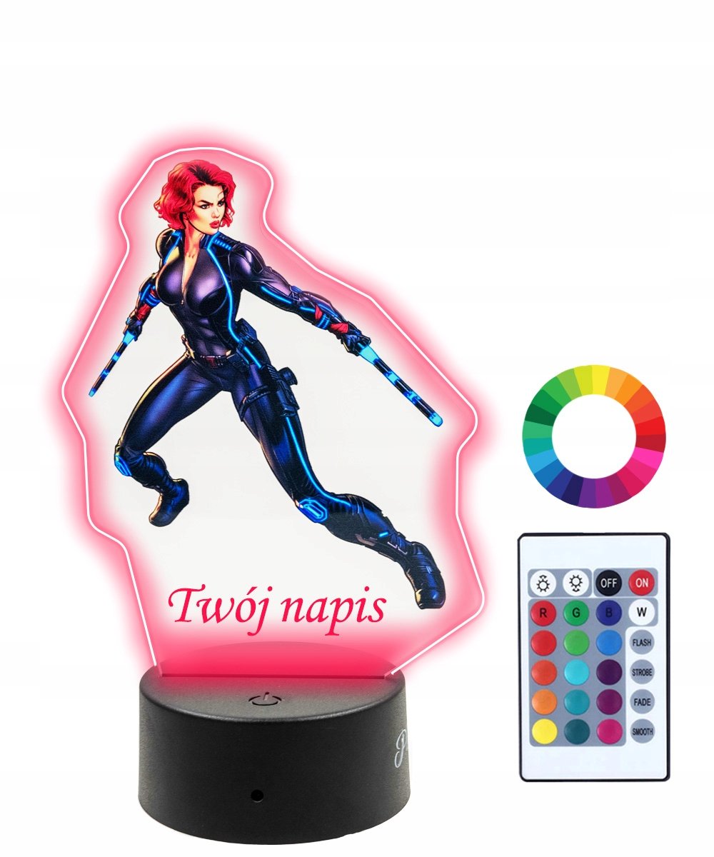 Lampka Nocna 3D LED Czarna Wdowa
