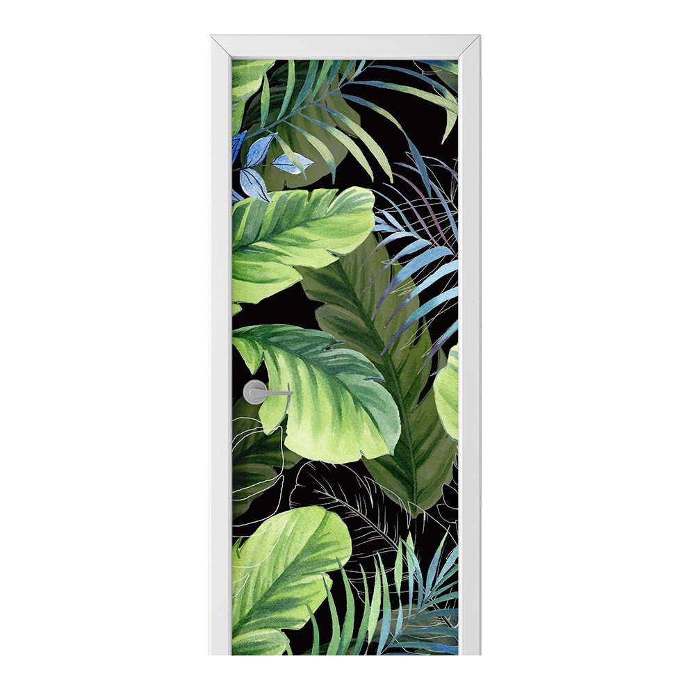 Naklejka na drzwi HOMEPRINT Liście na ciemnym tle 85x205 cm