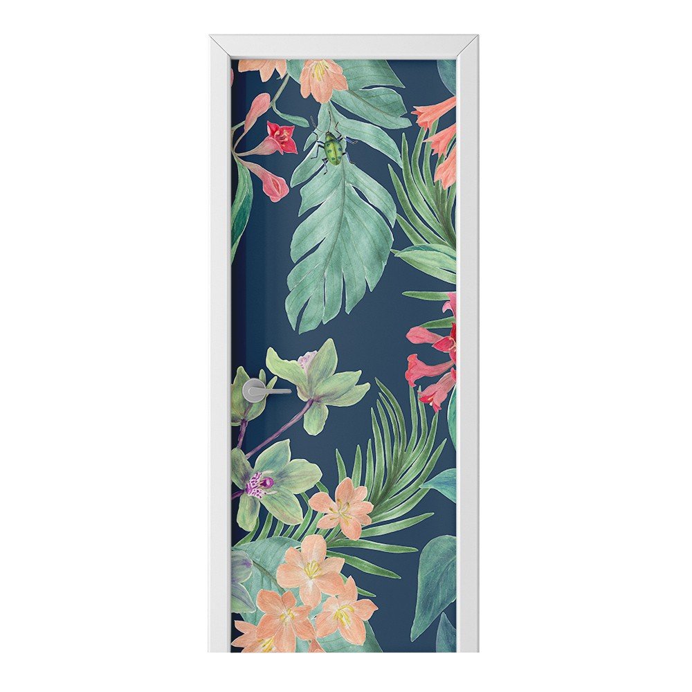 Naklejka na drzwi HOMEPRINT Liście, kwiaty, żuk 85x205 cm