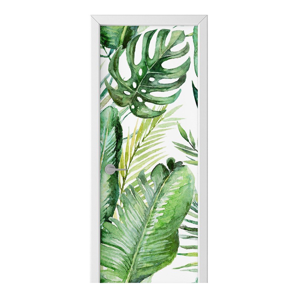 Naklejka na drzwi HOMEPRINT Zielone liście 85x205 cm