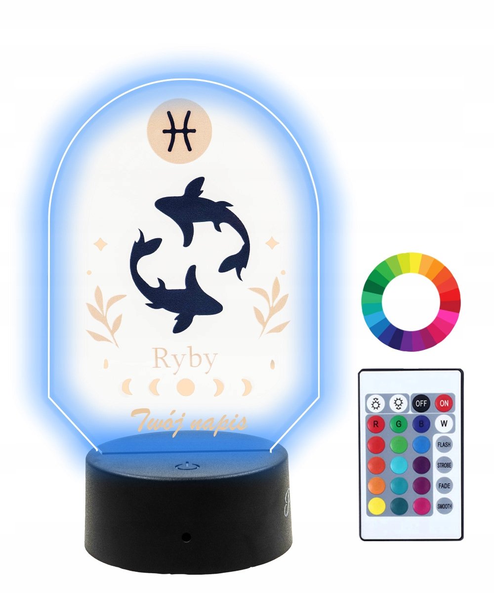 Lampka Nocna 3D LED Ryby Znak Zodiaku