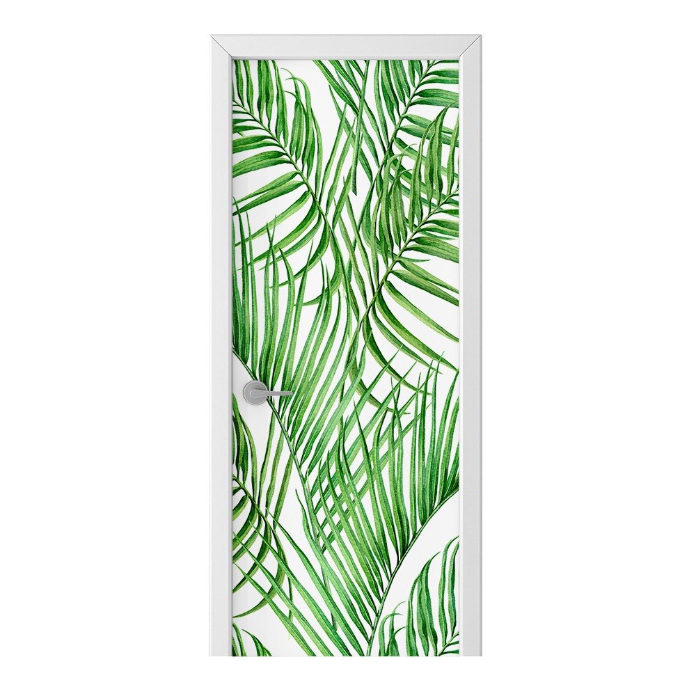 Naklejka na drzwi HOMEPRINT Akwarelowe liście palmy 95x205 cm