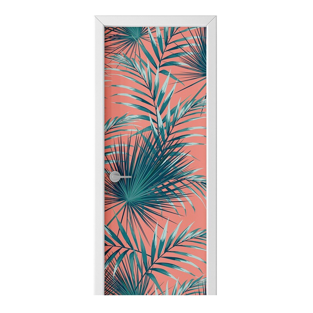 Naklejka na drzwi HOMEPRINT Tropikalne liście palmy 75x205 cm
