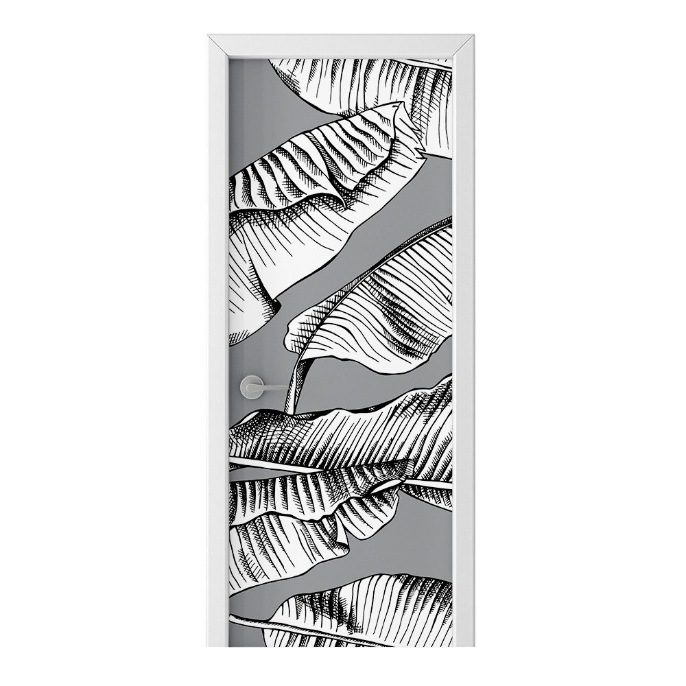 Naklejka na drzwi HOMEPRINT Monochromatyczne liście 75x205 cm